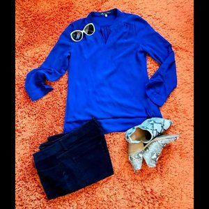 Rose and Olive - Royal Blue Top - Size Small - Made in China